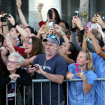 BROOKLINE, MA - SEPTEMBER 15: Crowd cheers as actors arrive at the premier of the movie Black Mass at the Coolidge Corner Theater in Brookline, Mass. Sept. 15, 2015. (Photo by John Blanding/The Boston Globe via Getty Images)